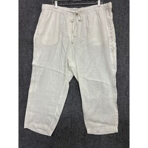 J. Jill Pure Jill Linen Pants White Plus Size 2X Drawstring Elastic Waist New